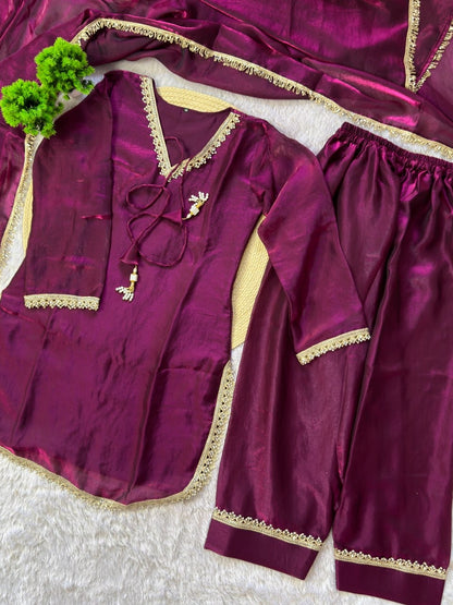 Fendy Silk Sharara Suit Set