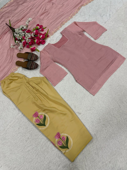 Designer Party Wear Top With Farshi Salwar Set
