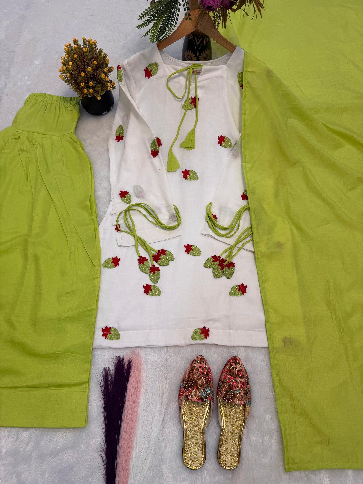 Cotton Top, Farshi Pant & Dupatta Set