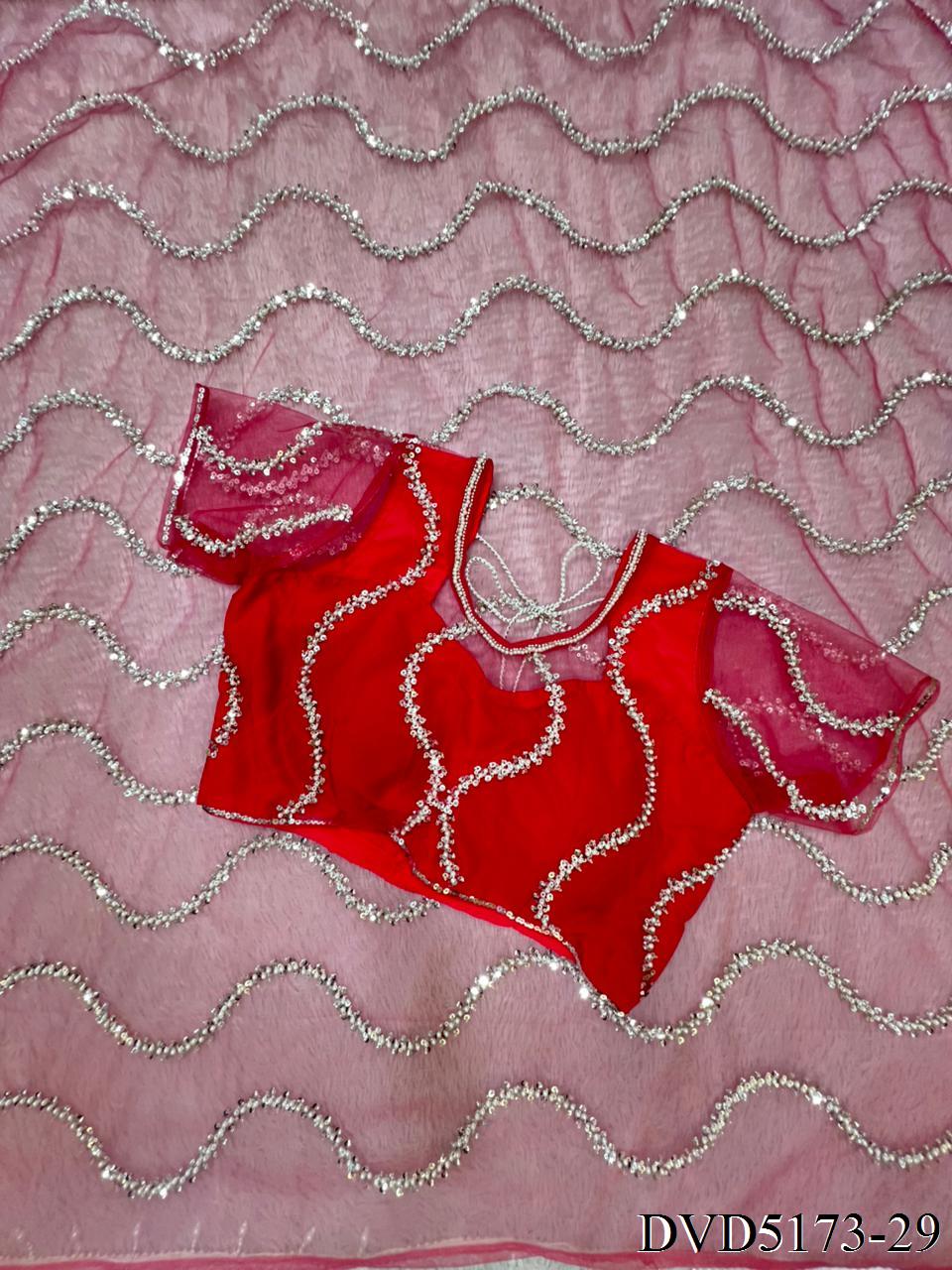 Designer Handwork Net Saree With Beads, Sequence & Pearl Embroidery
