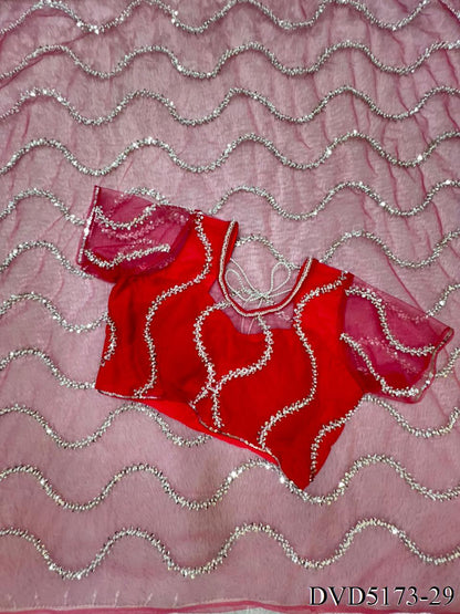 Designer Handwork Net Saree With Beads, Sequence & Pearl Embroidery