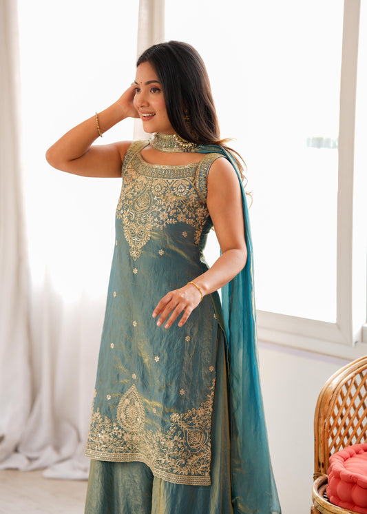Pure Fendy Silk Top Sharara Set