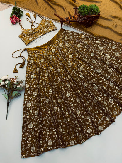 Embroidered Sequence Lehenga Collection  With Three Piece Set