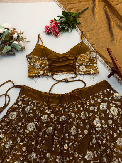 Embroidered Sequence Lehenga Collection  With Three Piece Set