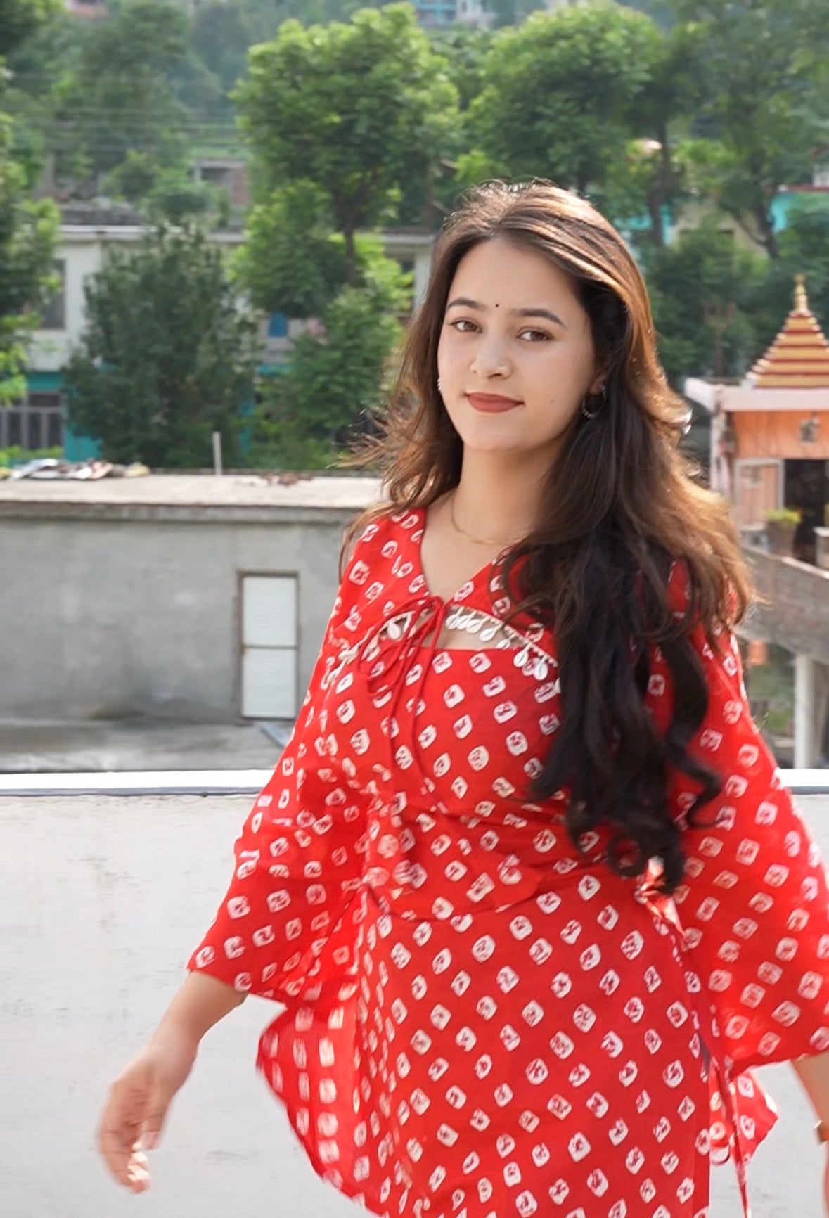 Pure Cotton Bandhej Print Short Kurti