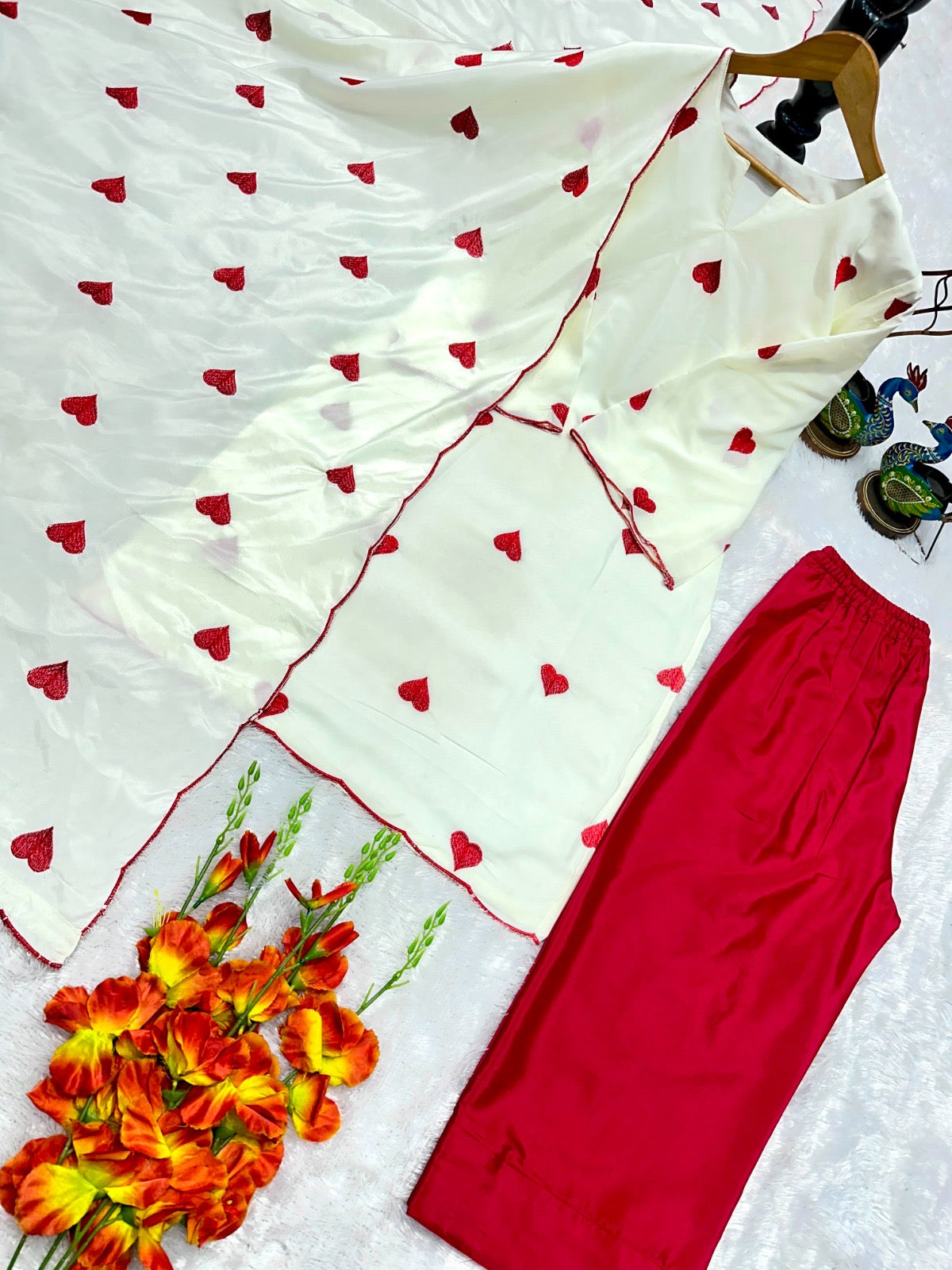 Premium Natural Crepe Embroidered Palazzo Set With Dupatta