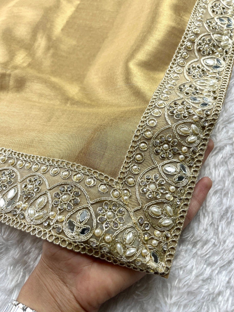 WEDDING WEAR HALF-HALF TISSUE SILK RICH HANDCRAFTED BORDER SAREE