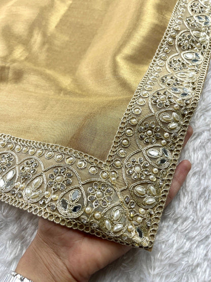 WEDDING WEAR HALF-HALF TISSUE SILK RICH HANDCRAFTED BORDER SAREE