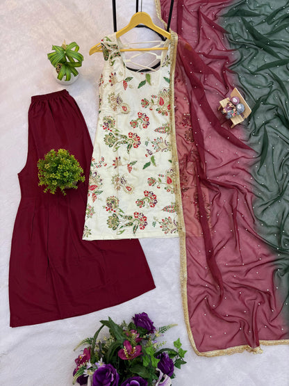 3 PIECES KURTI, SHARARA & DUPATTA