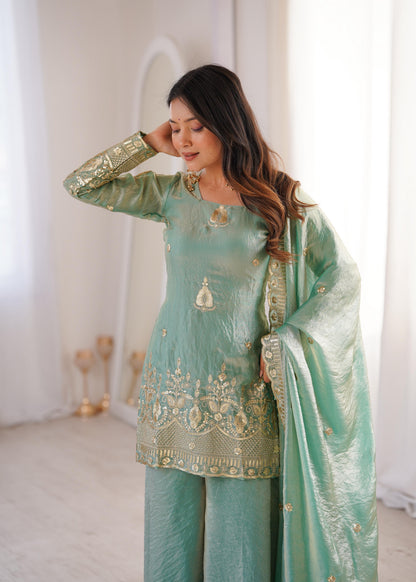 Fendy Silk corset back sharara set