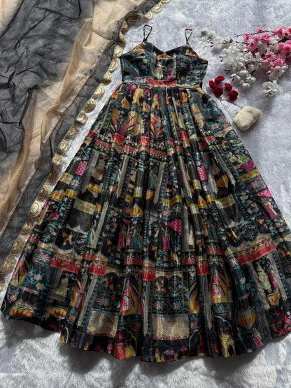 Jimmy Organza Silk Anarkali & Dupatta Set