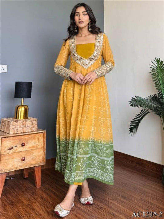 Premium Faux Georgette Embroidered Anarkali Set With Bustier & Pant