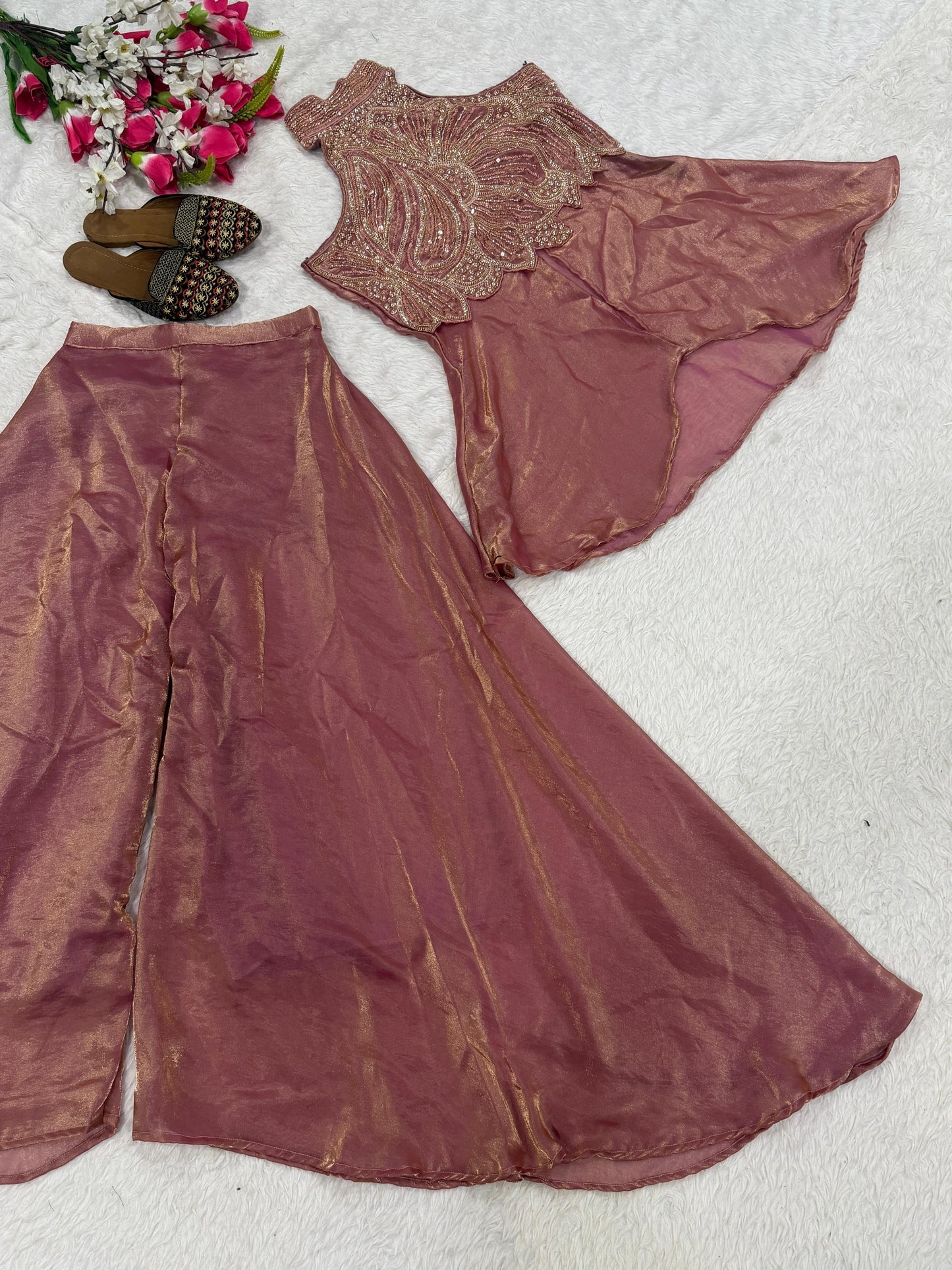 Indo western real moti work set
