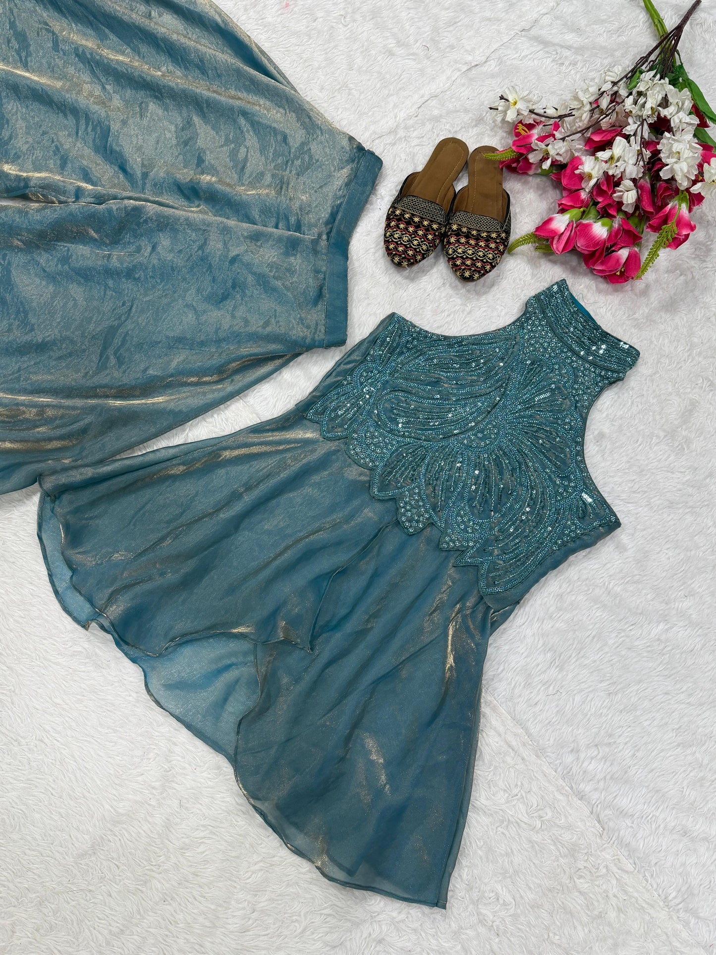 Indo western real moti work set