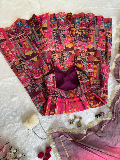 Jimmy Organza Silk Anarkali & Dupatta Set