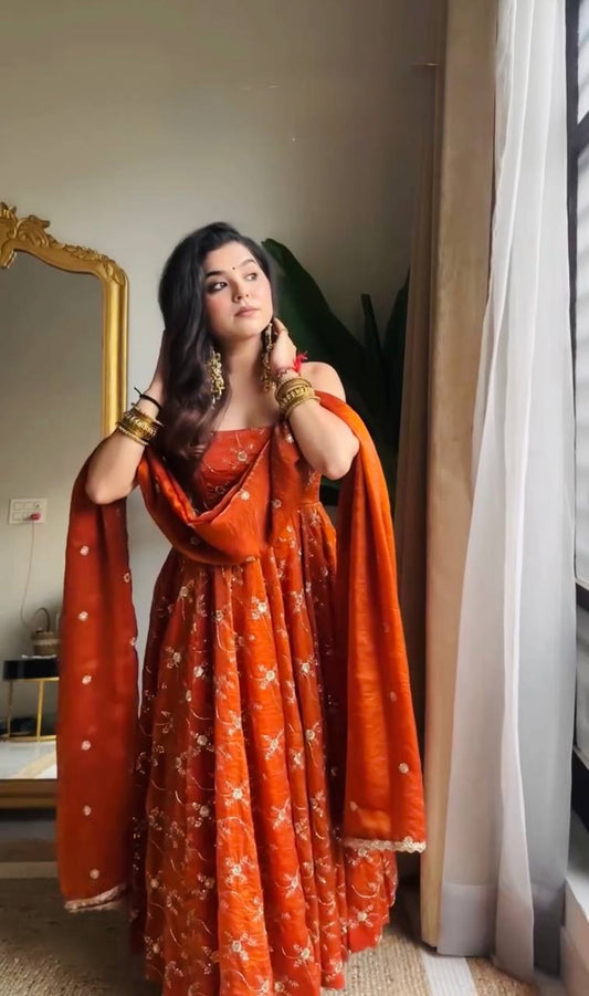 Heavy Fendy Silk Anarkali Set