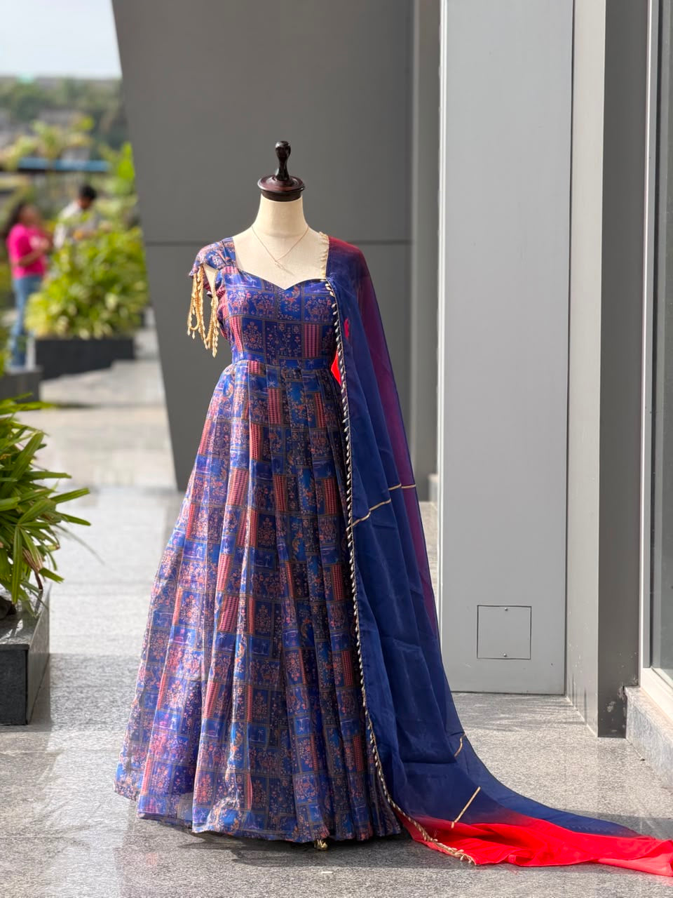 Premium Jimmy Organza Silk Digital Printed Padded Anarkali Gown With Dupatta