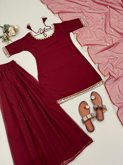Red Sharara Set