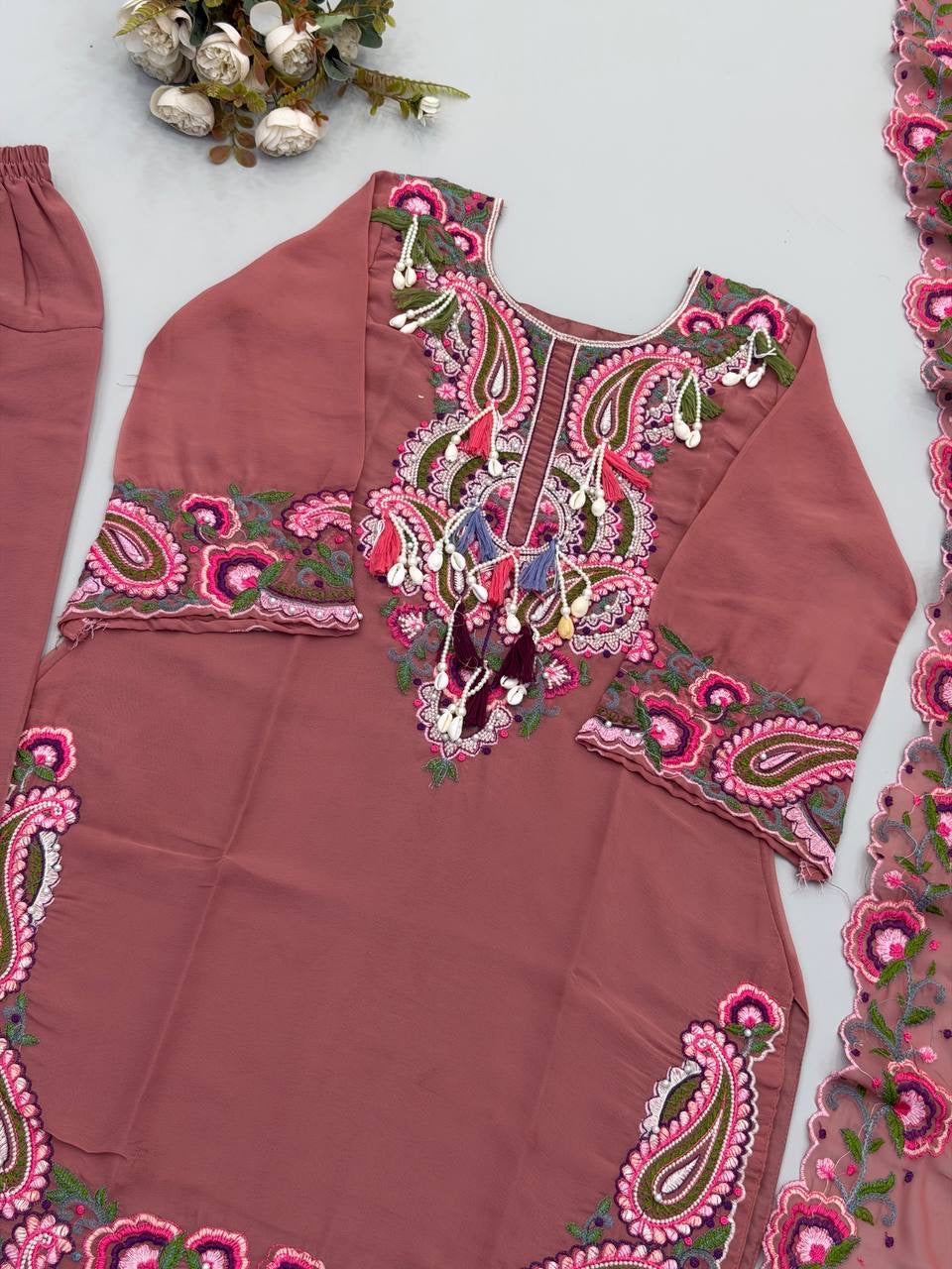 Pure Heavy Georgette Embroidery Set