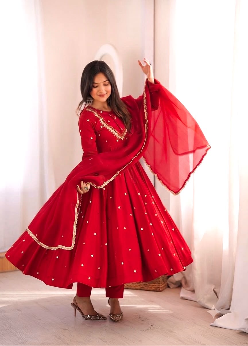Roman Silk Anarkali, Bottom & Dupatta Set