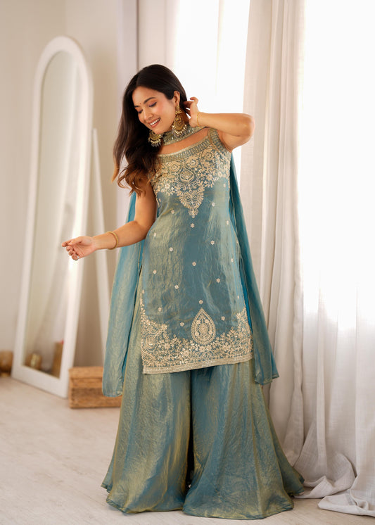 Pure Fendy Silk Top Sharara Set