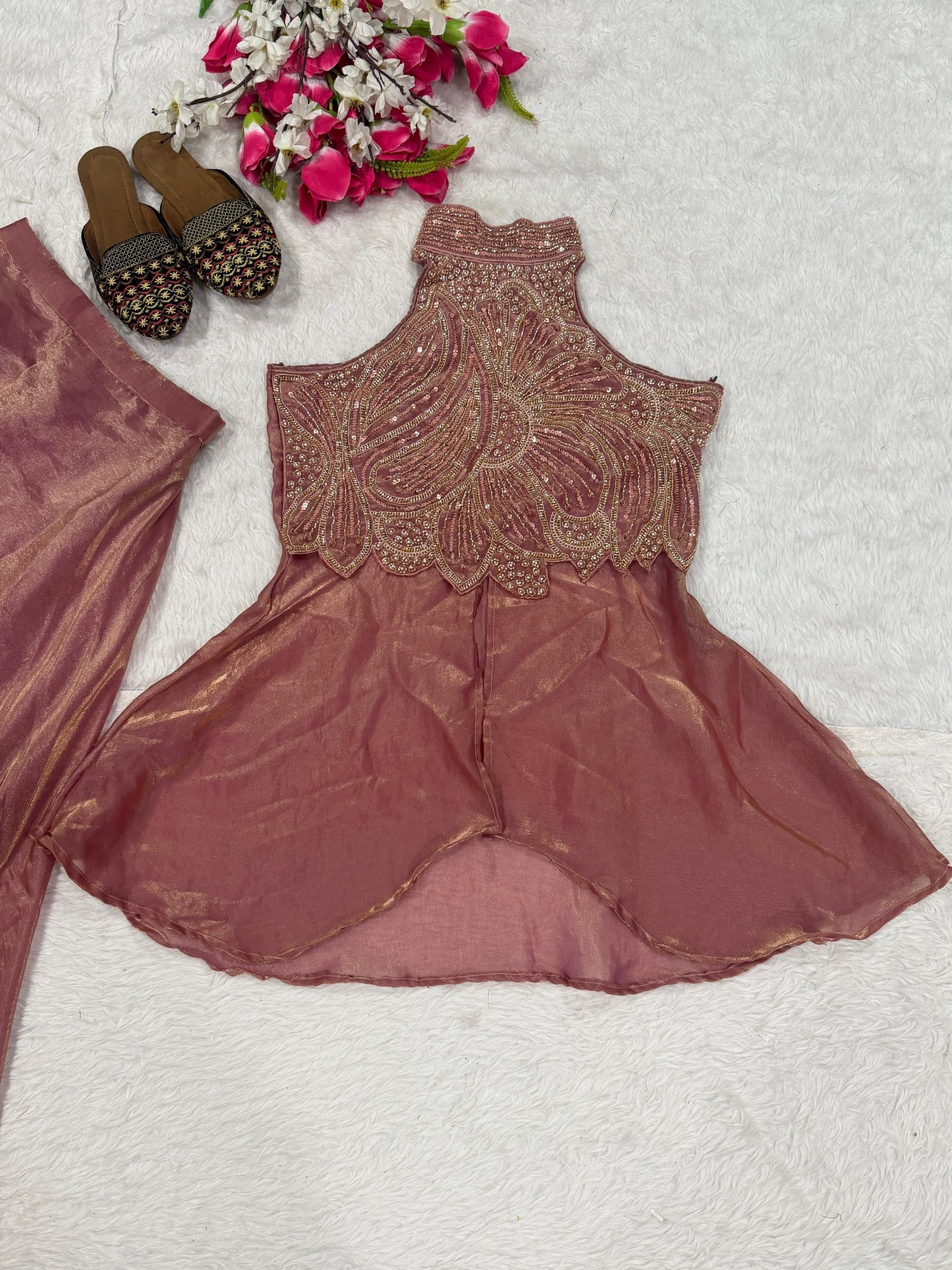 Indo western real moti work set