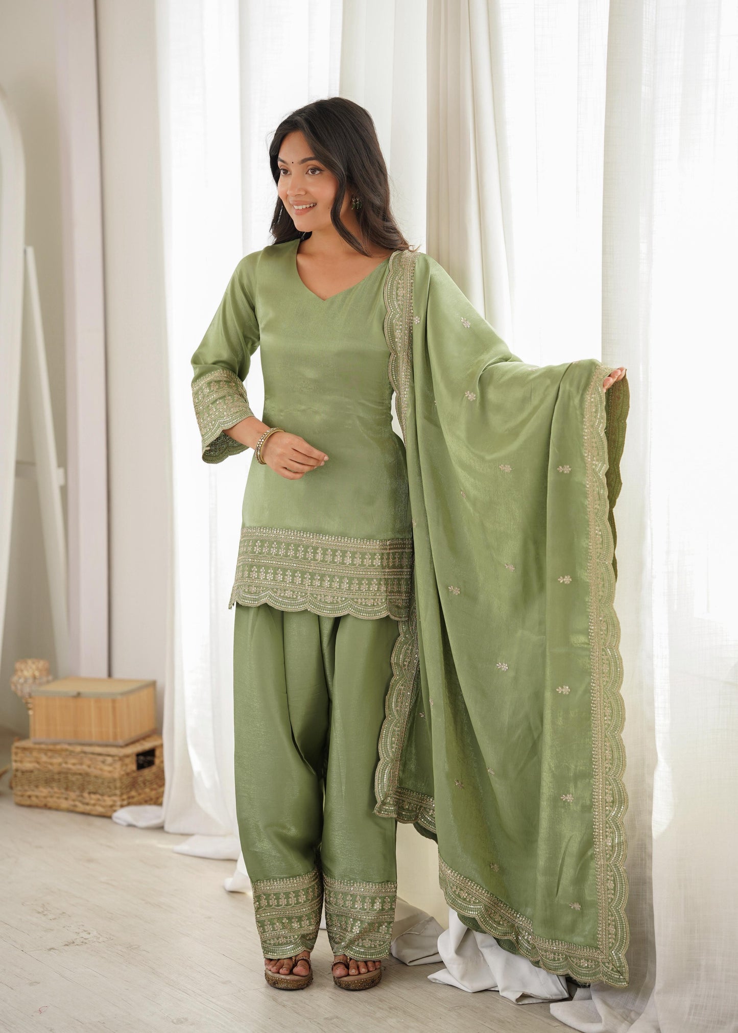 Olive green farshi set