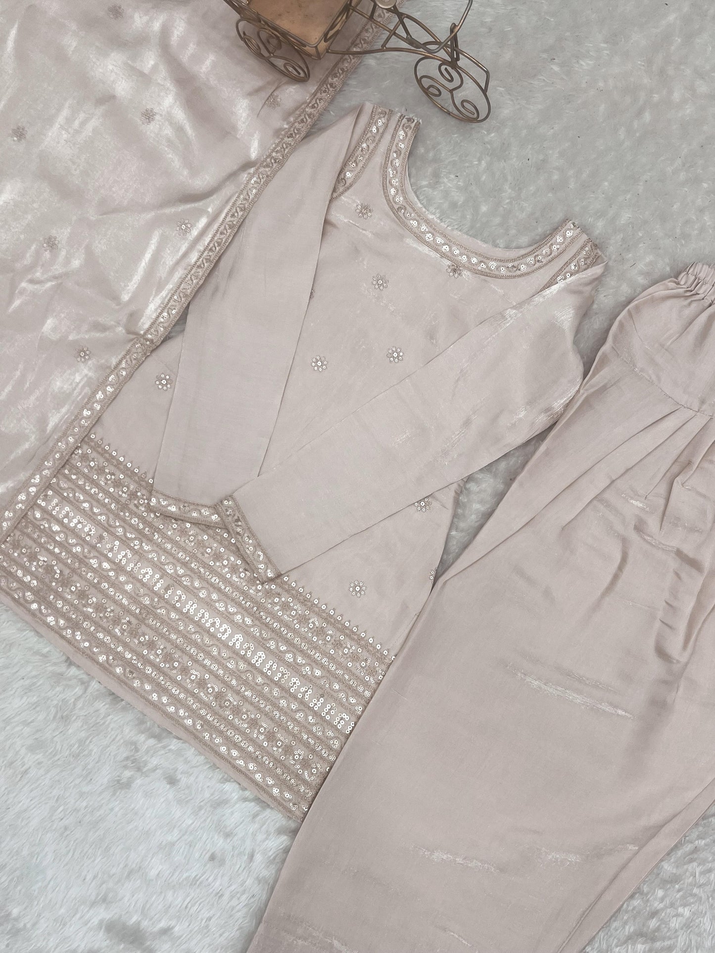 GLASS ROMAN SILK FABRIC FARSHI SHALWAR