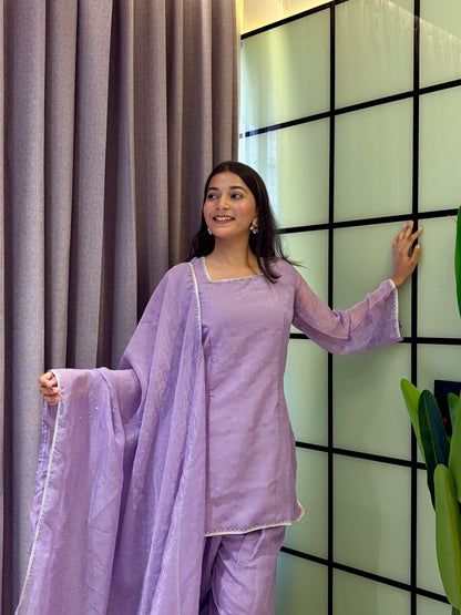Crunchy Silk Farshi Salwar Suit with Swarovski Work