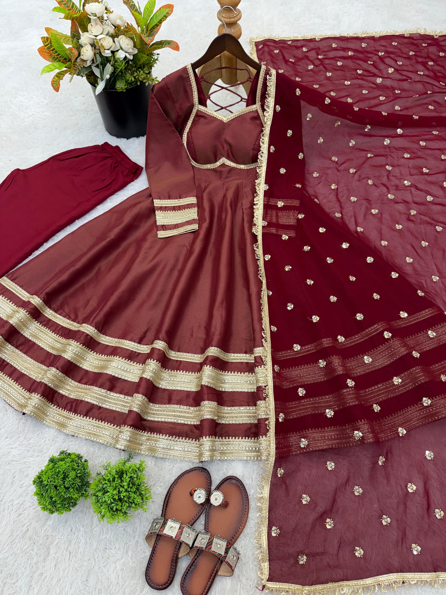 Designer Anarkali Three Piece Set