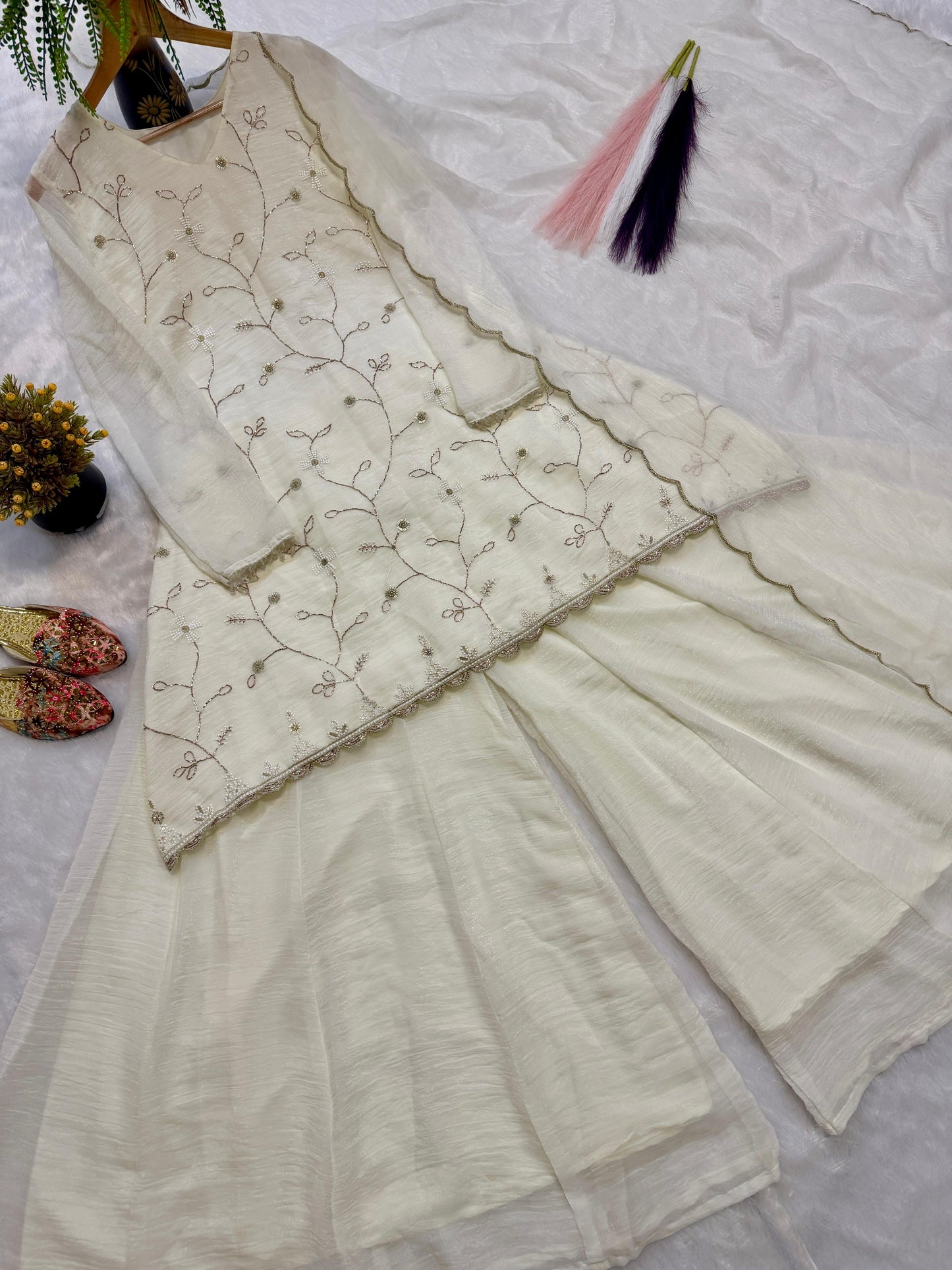 New Designer Party Wear Look Top , Sharara Plazzo and Dupatta
