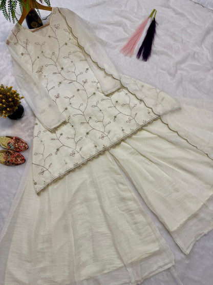 New Designer Party Wear Look Top , Sharara Plazzo and Dupatta