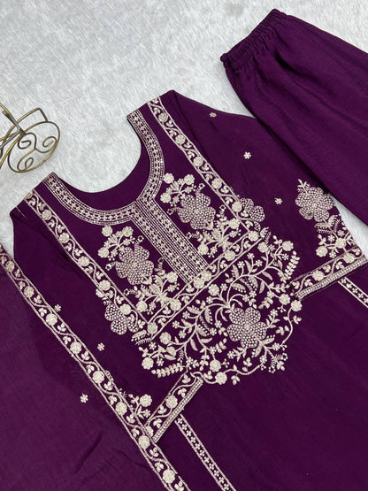 Chinon Silk Top, Sharara & Dupatta Set