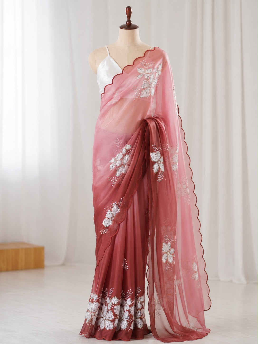 Premium Zimi Chu Sequence Work Saree With Satin Silk Blouse