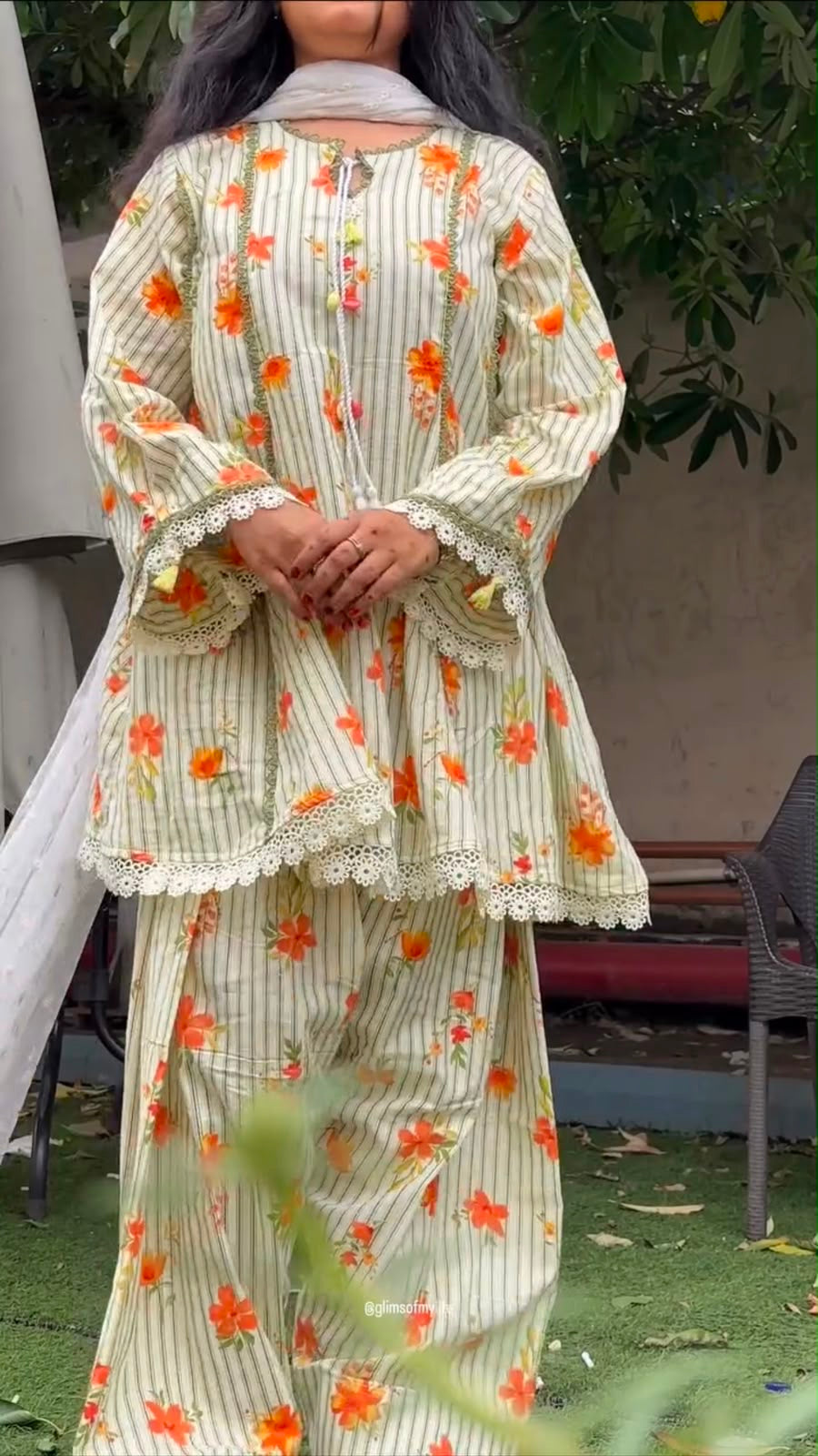 Heavy Natural Crepe Farshi kurta pant set