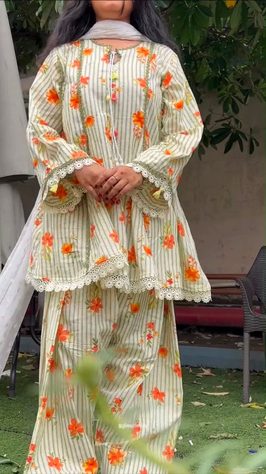 Heavy Natural Crepe Farshi kurta pant set