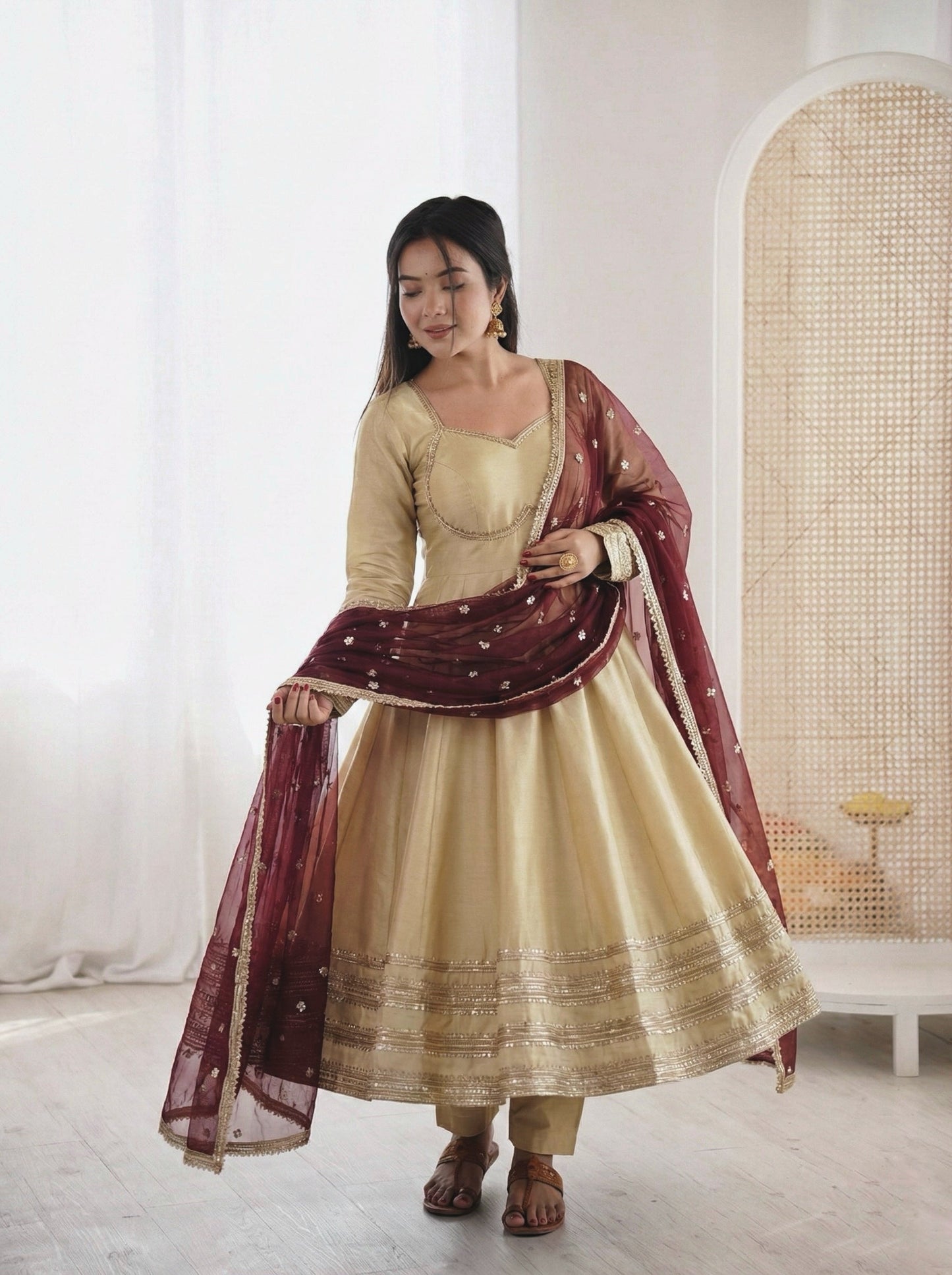 Elegant Heavy Lace Work Designer Anarkali Set