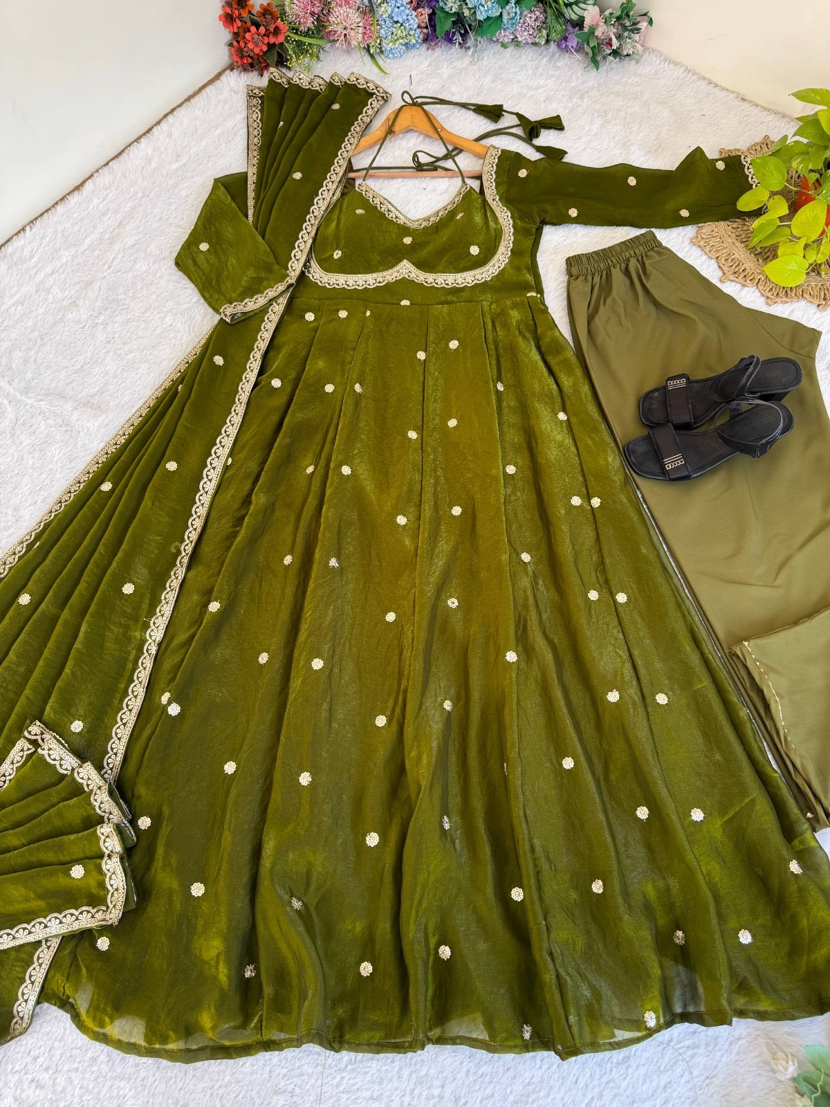 Viral Fendi Silk Anarkali Set