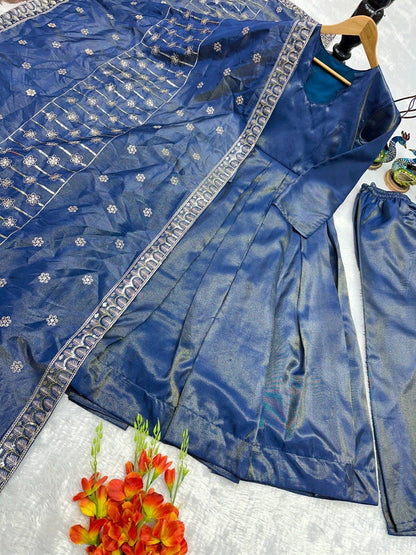 New Designer Party Wear Gown And Plazzo
