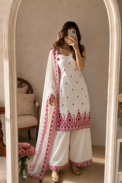Rakhi Special Maska Cotton Silk Kurta, Pant & Dupatta