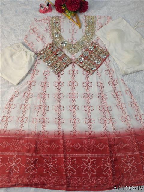 Premium Faux Georgette Embroidered Anarkali Set With Bustier & Pant