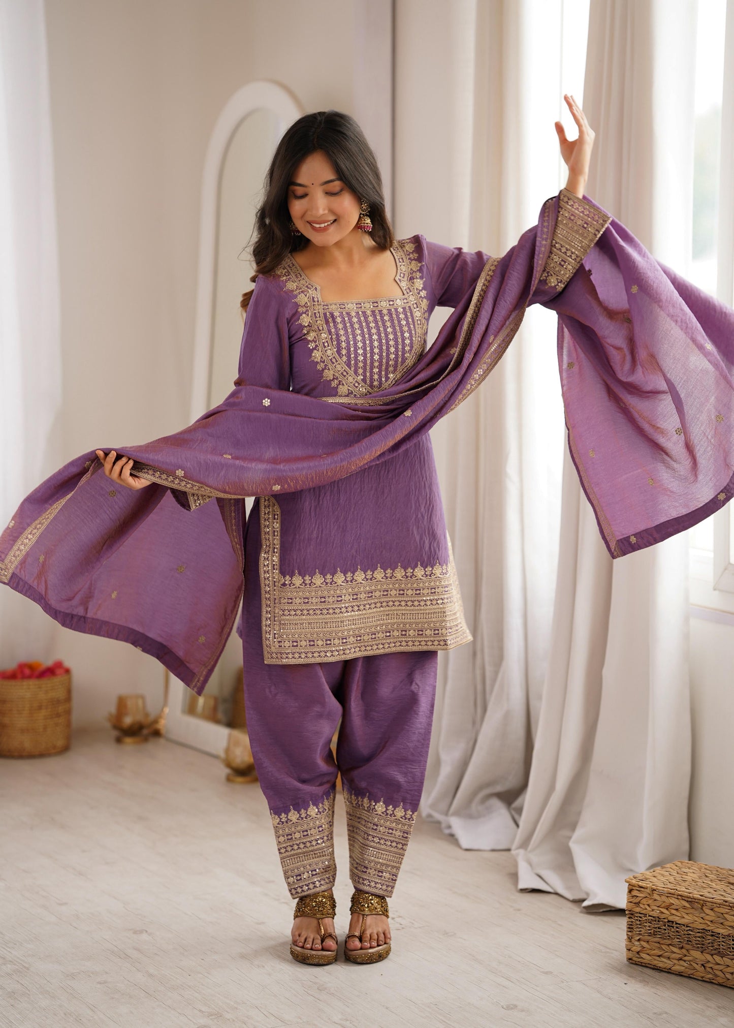 Royal Yoke Farshi Suit – Dori & Sequence Work Collection