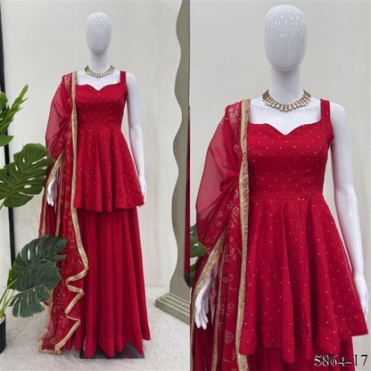 Premium Tabby Organza Palazzo Set With Dupatta