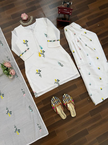 Soft Mull Chanderi Thread work Farshi Set