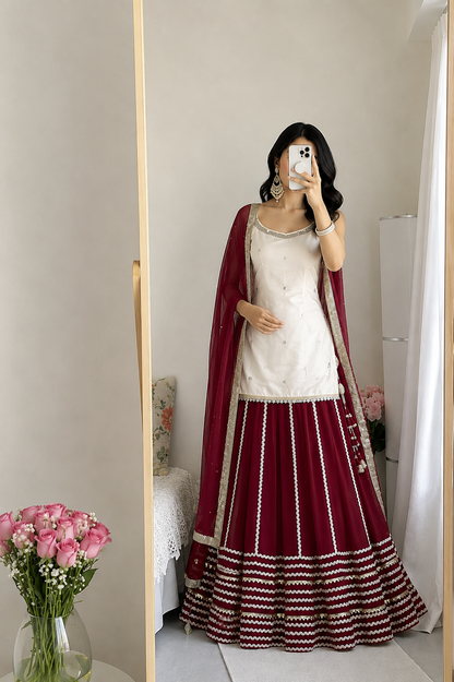 Fendy Silk Mirror Work Lehenga Set