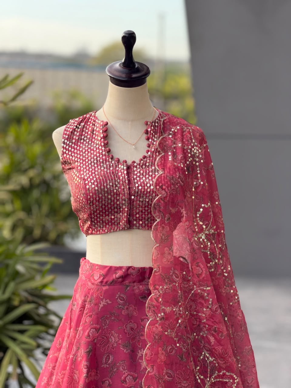 Jimmy Organza digital printed lehnga 8mtr flair lehenga