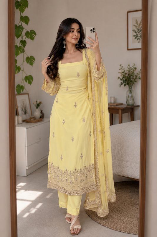 Heavy corset back faux Georgette kurta set