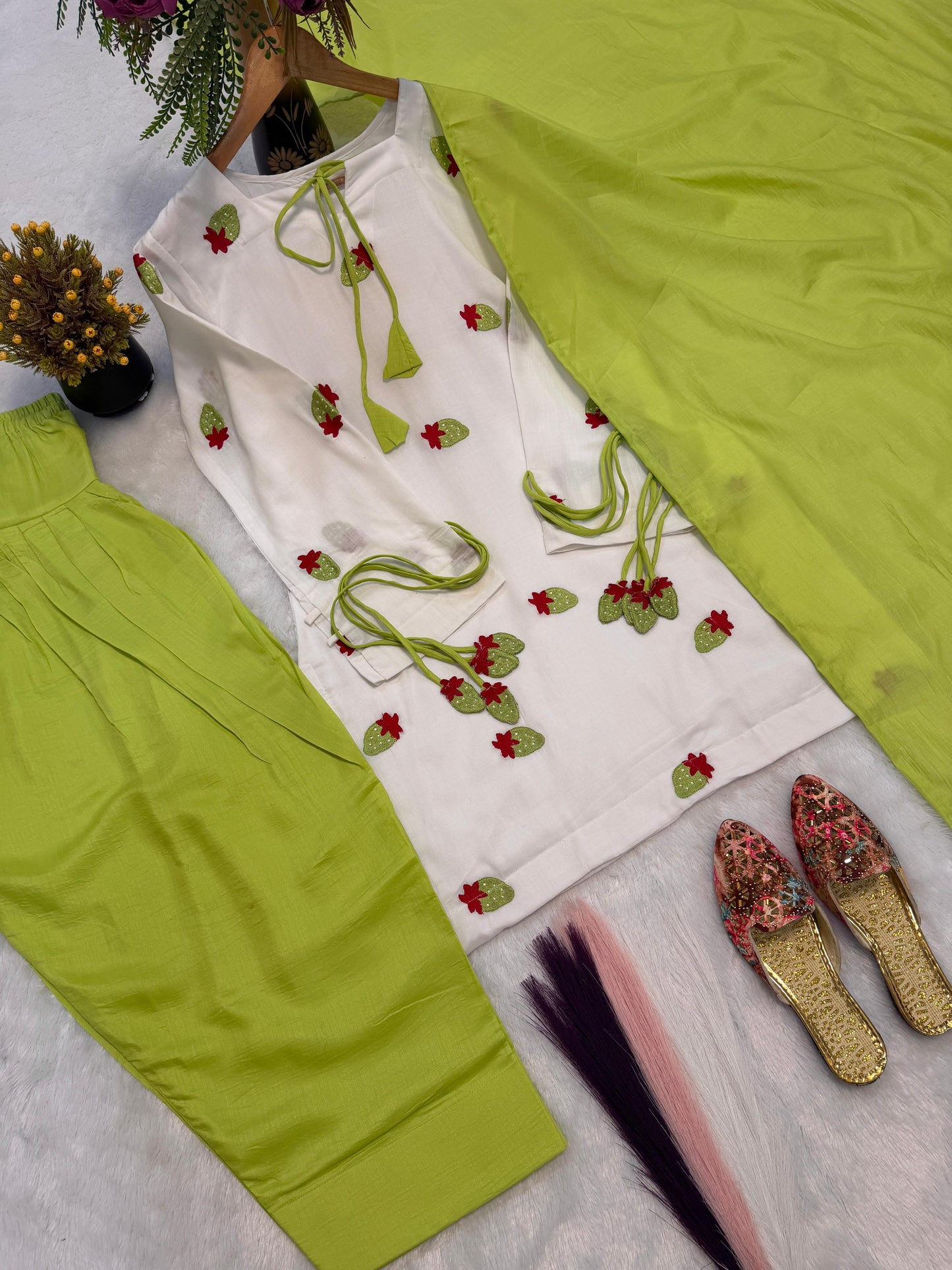 Cotton Top, Farshi Pant & Dupatta Set