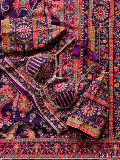 Zari Silk Saree with stitched blouse