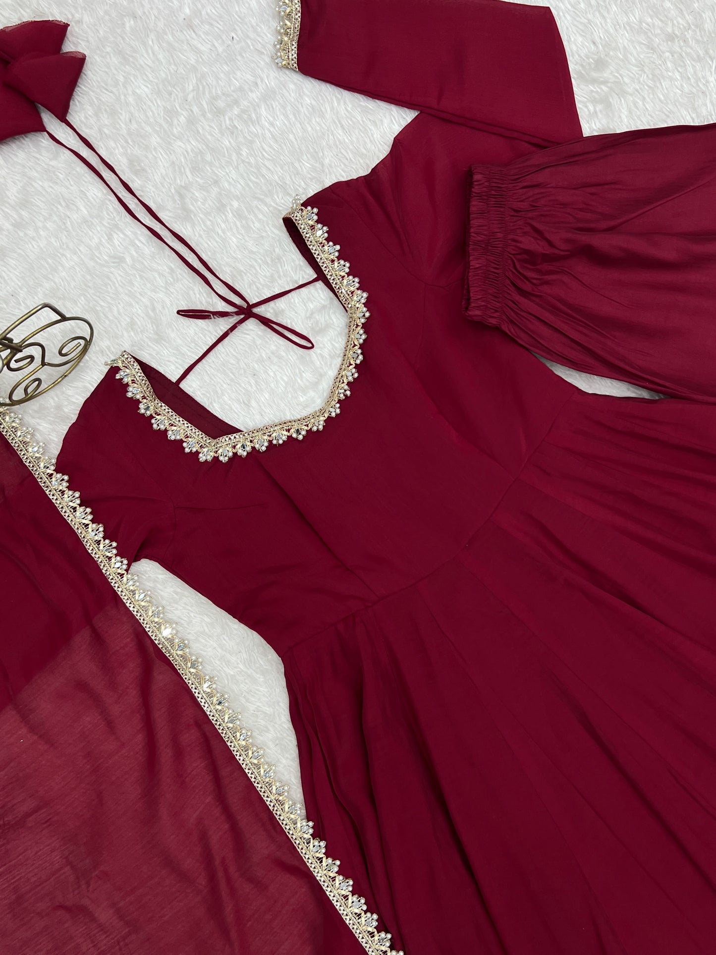 Premium Pure Mal Chanderi Fully Flared Anarkali Set With Dupatta And Pant